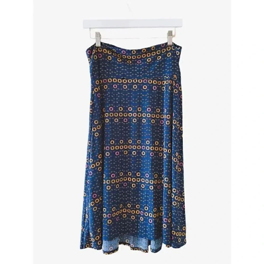 EUC Lularoe Azure A Line Sunflowers Navy Womens Skirt SZ L